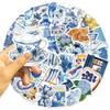 50pcs Blue Style Watercolor Aesthetics Graffiti Stickers Phone Guitar Laptop Notebook Suitcase Cup Waterproof Sticker Kids Toys