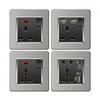 Luxury Brushed Stainless Steel Wall Light Switch,Universal 5pin 18W Type-C Quick Charging outlet,UK Standard Dual USB Socket
