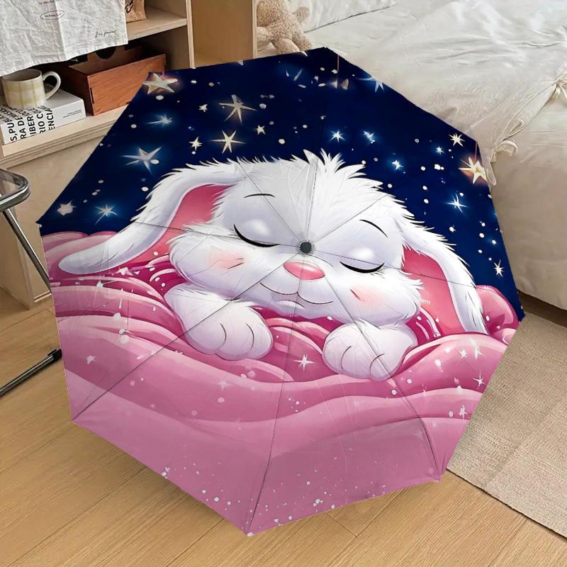 1PC Sleeping Bunny Umbrella-8-Rib Reinforced Portable Folding Travel Suitable for All Seasons Outdoor Daily Use -J0321