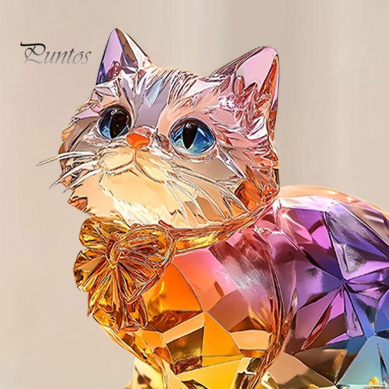 Kitten Acrylic Ornament 2D Colorful Cat Ornament with Base Cat Tabletop Decoration Sign for Home Mantel Desk Bookshelf Decor