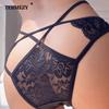 TERMEZY Women Sexy Lace Briefs Cross Strap Bow Panties Hollow Out Half Wrapped Hip Intimates Underwear