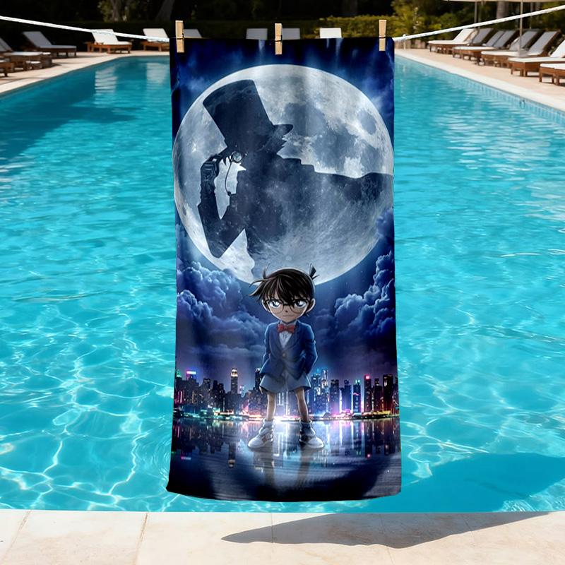 Detective Conan Print Beach Towel Design, Soft, Lightweight. for Home Bathroom, Spa, Pool, Yoga, Surfing, Camping, Gift for Family, Friend