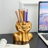 Abstract Face Design Pen Holder Creative Sculpture Large Capacity Desktop Organizer for Pens Erasers Crayons Markers Makeup Brush