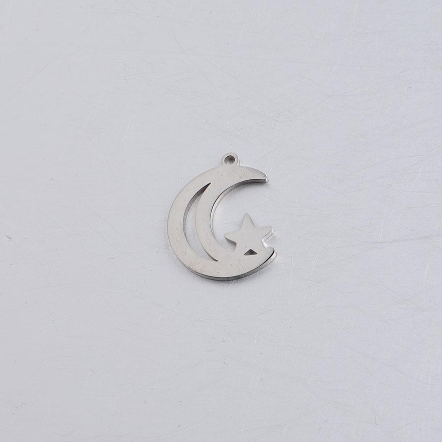 Подвески из нержавеющей стали в виде пятиконечной звезды и луны 18x22.4мм