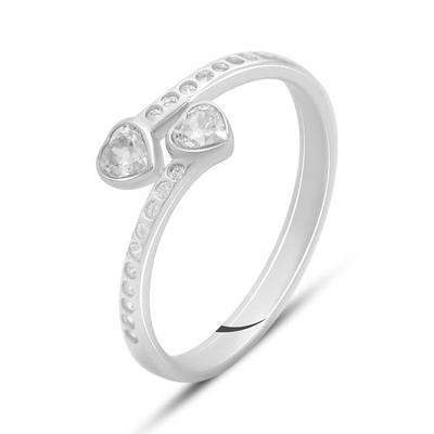 Серебряное кольцо с фианитами, вес изделия 1,54 гр (2143833)