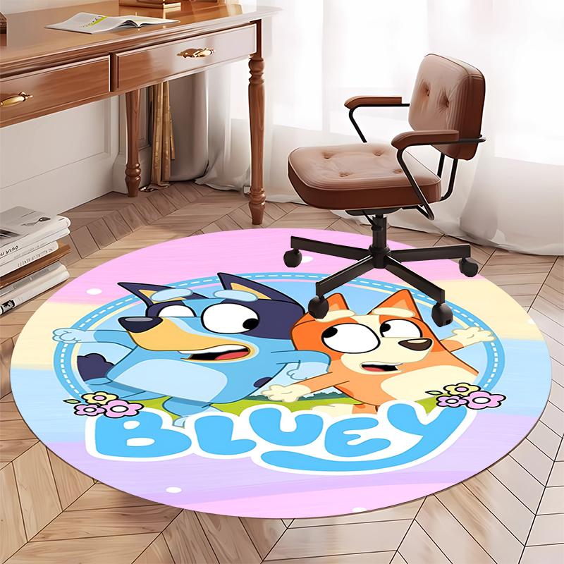 Bluey Printed Round Rug Carpet Chair Rug Area Rug Entryway Doormats,for Office Chair Living Room Bedroom Kitchen Room.