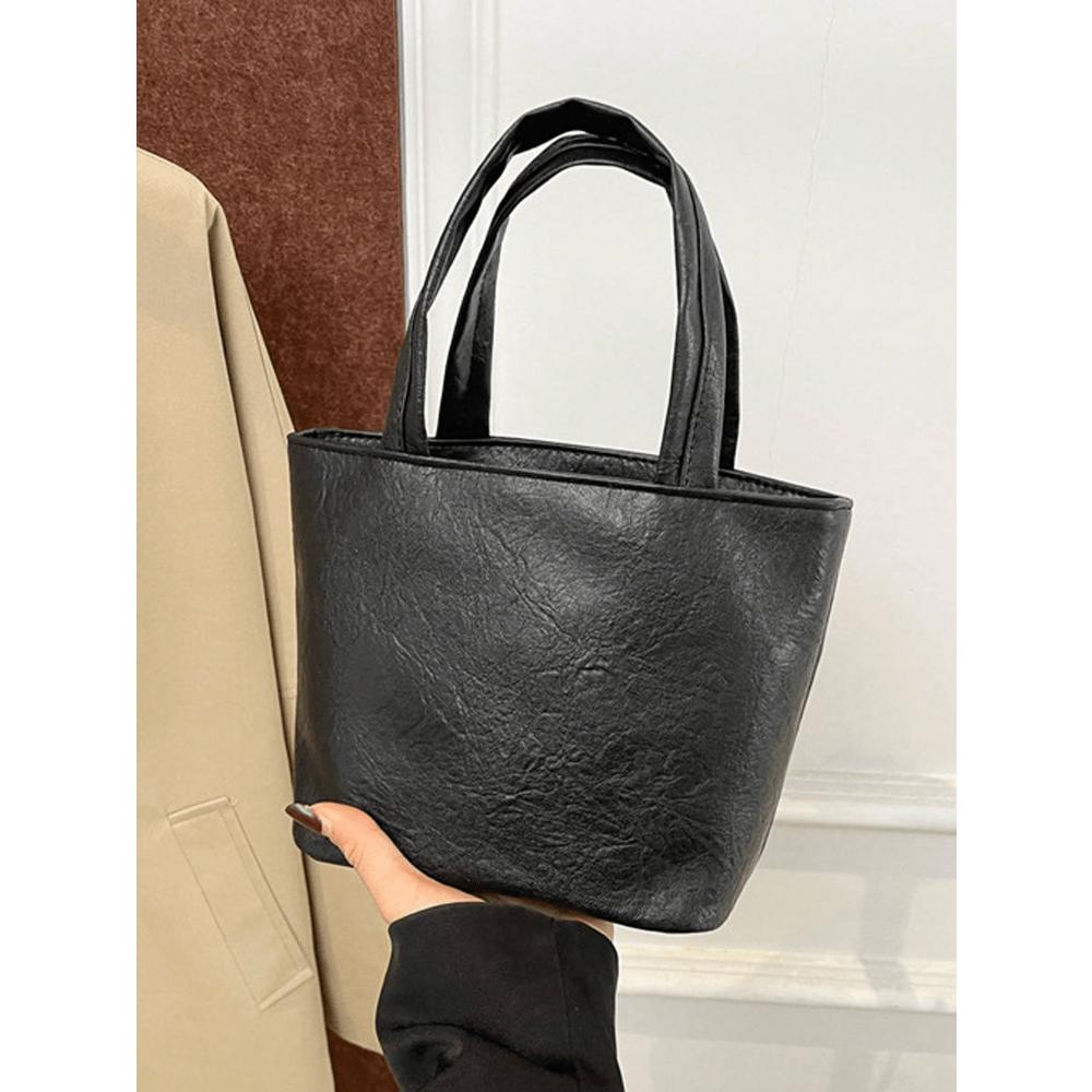 Маленькая сумка-тоут из однотонной ПУ ткани, сумка-тоут в виде овощной корзины, сумка-тоут для поездок на работу, сумка-тоут для перекусов в офисе и на улице, модная женская