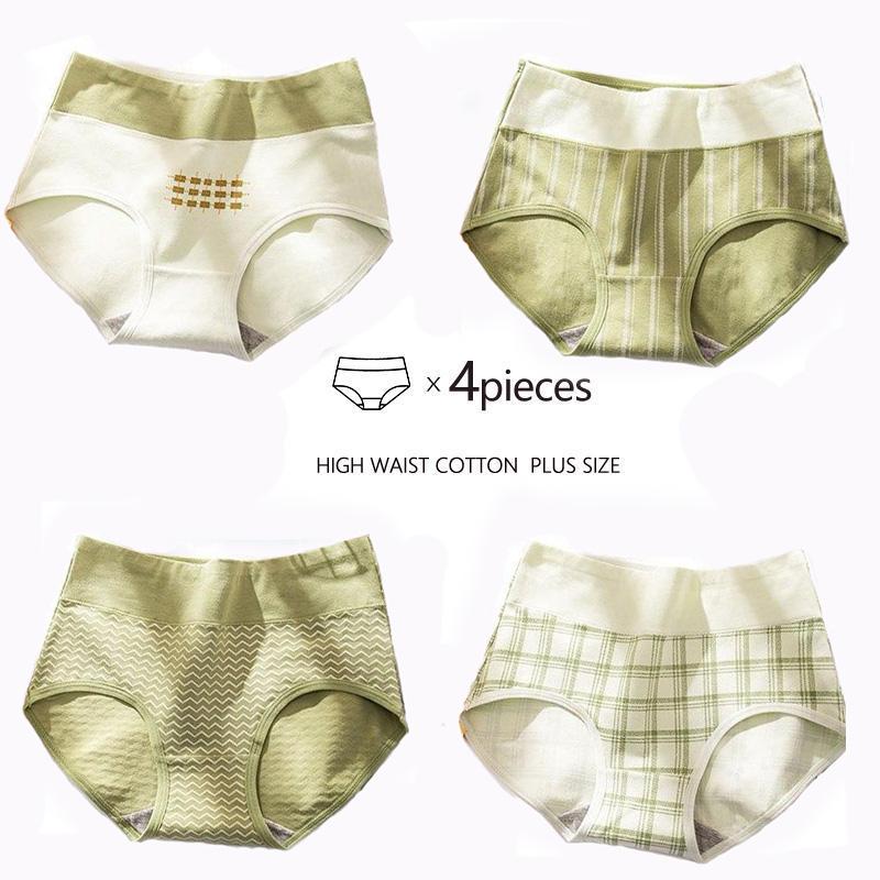 Плюс размер M-5XL Трусики с высокой талией Женское дышащее хлопковое нижнее белье Трусы с принтом Женское нижнее белье
