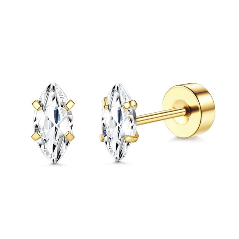 Bobisty 1 пара 14K позолоченные серьги-кольца с плоской задней частью для женщин и мужчин, ювелирные изделия для пирсинга хряща с кубическим цирконием из нержавеющей стали, милые