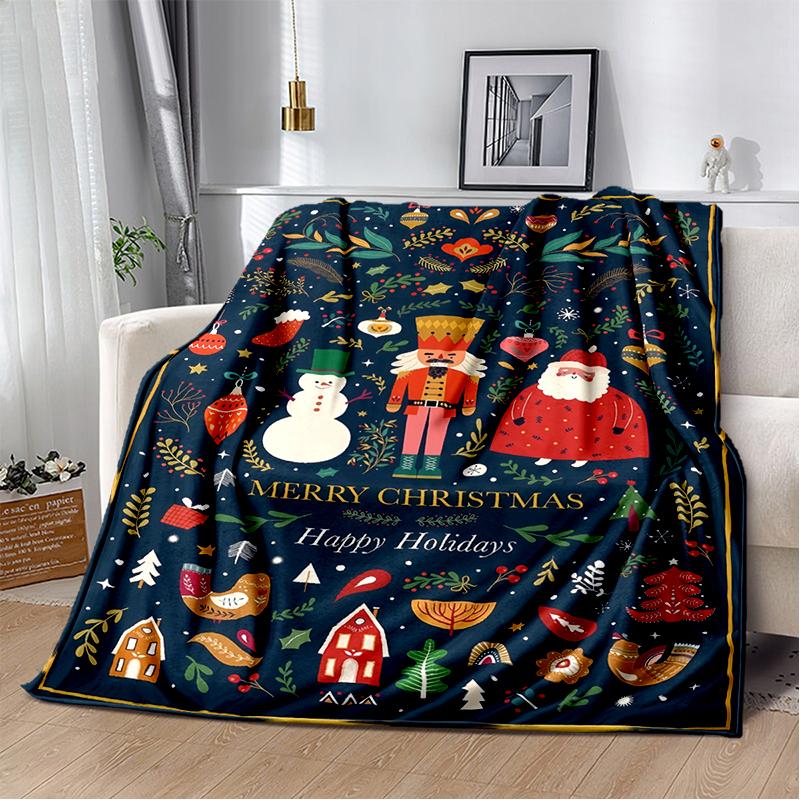 Cartoon Merry Christmas Gift The Nutcracker Doll Happy New Year Soft Flannel Blanket for Beds Bedroom Sofa Picnic,Throw Blanket