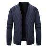 Men's V-neck Buttoned Fleece-lined Cardigan Sweater Long-sleeved Knitted Sweater Jacket