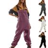 Womens Fleece Overalls One-piece Jumpsuits Adjustable Suspender Straps Warm Winter Fuzzy Ski Pants