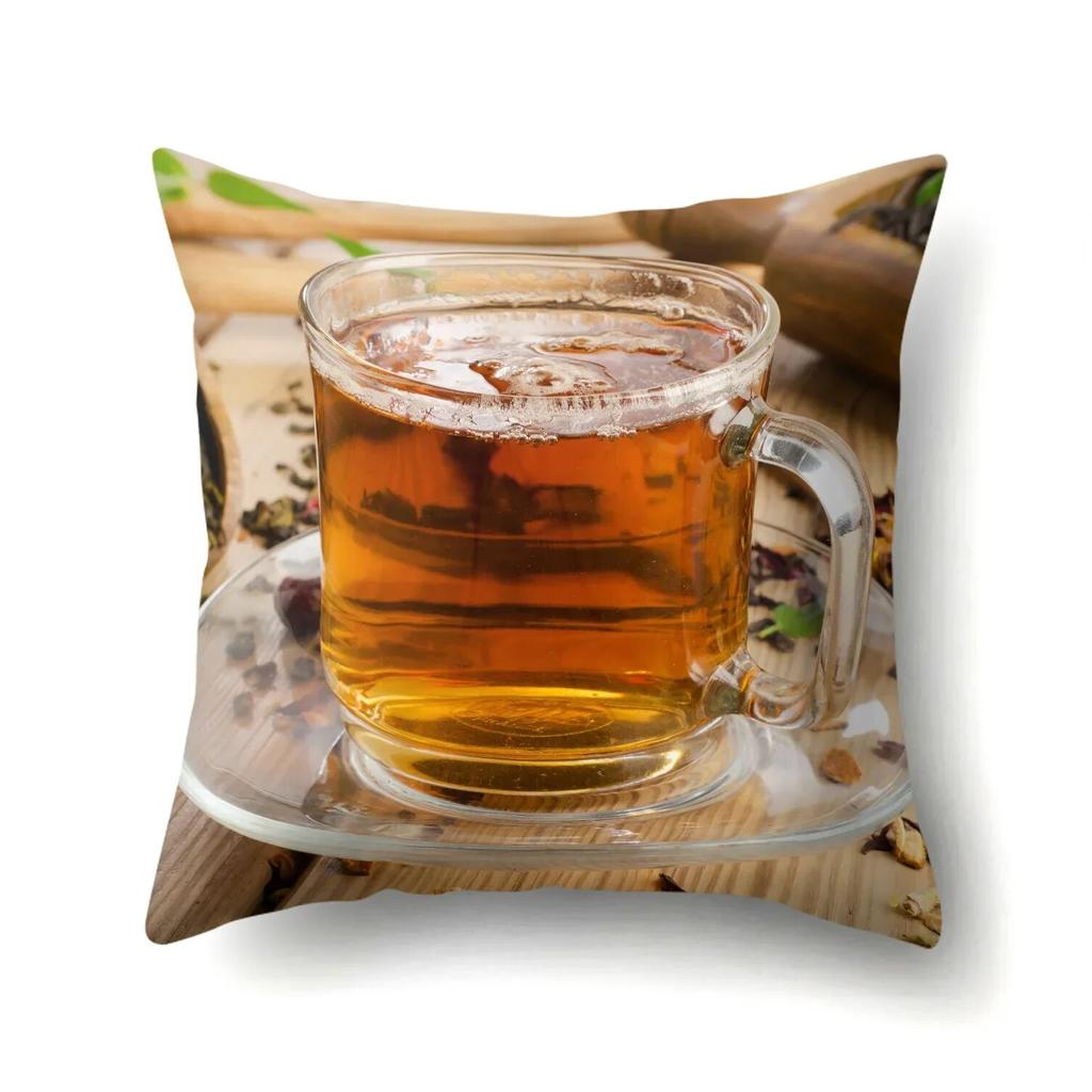 Наволочка с чашкой черного чая для офисного поясного дивана