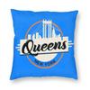 Queens New York Square Pillowcase Polyester Linen Velvet Pattern Zip Decor Pillow Case Home Cushion Cover