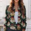 Women's Fashion Christmas Print Long Sleeve Knitted Cardigan Button Jacket