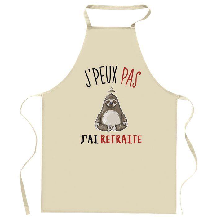 Tablier de cuisine - retraite J'peux pas - Impression bretonne - Coton résistant - Liens ajustables