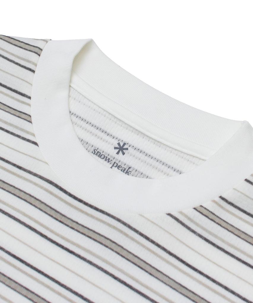Snow Peak Гибридная шерстяная сетчатая полосатая футболка с коротким и длинным рукавом и размерами L/S SW-25AU014, Пошив, Футболка, Мужская Женская, Серая, BD-XL