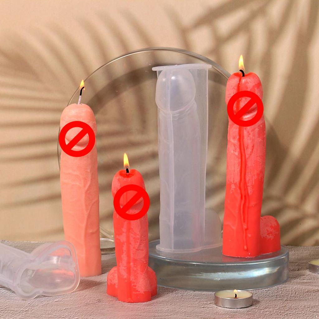 Men Penis Silicone Mold Reusable for Scented Candles Resin Crafting Supplies Adult Party Favors Transparent