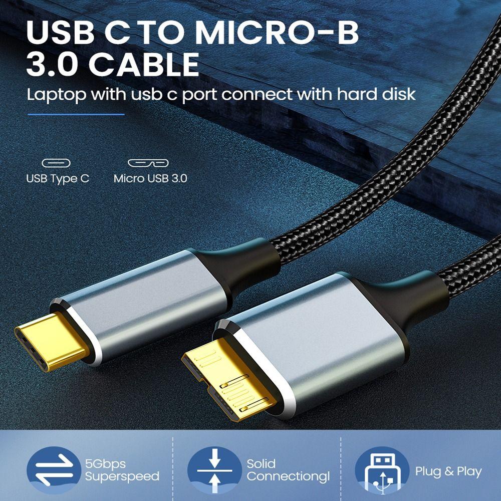 External Hard Drive Disk 5Gbps Quick Charging USB 3.1 Type-C to Micro B USB C to Micro B 3.0 Cable