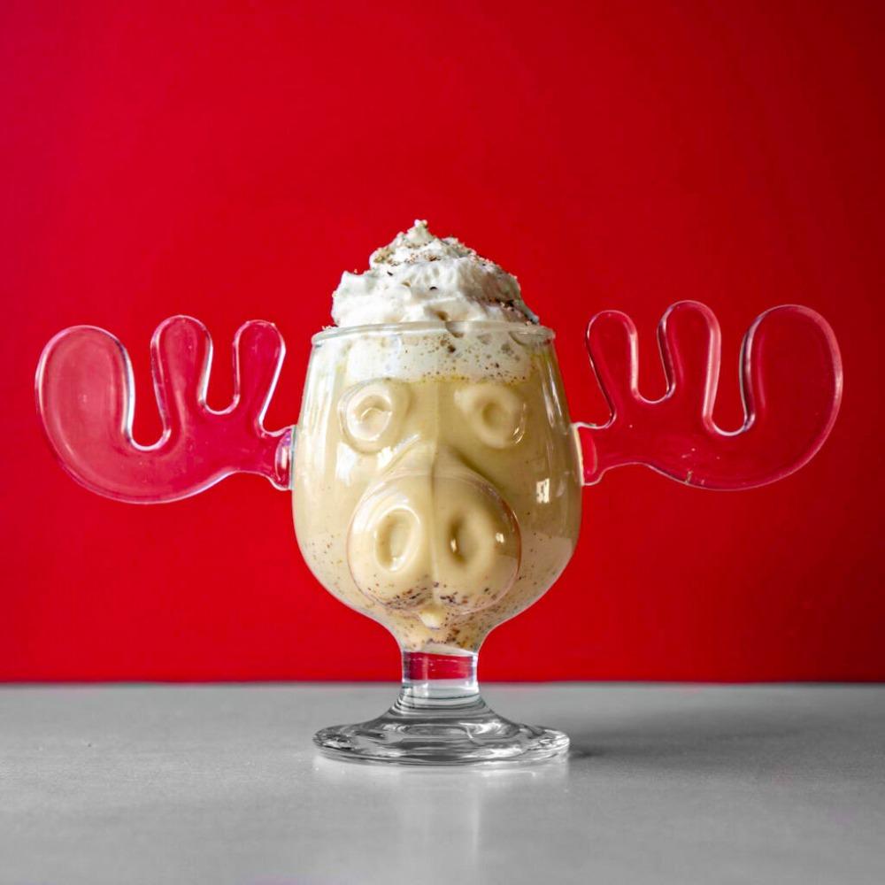 240ML Reindeer Mug Reindeer Head Drinkware Holiday Christmas Glass Cup Holiday Party