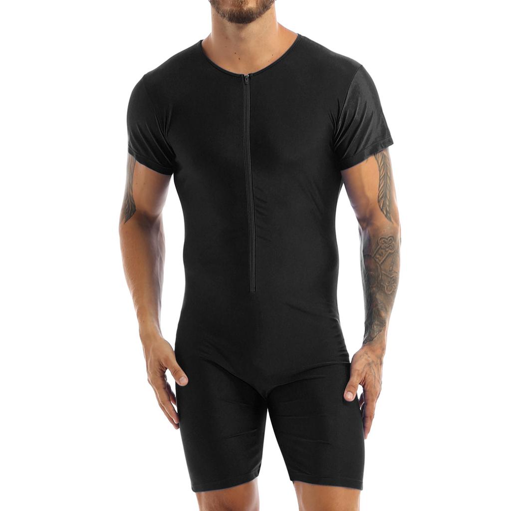 Мужской комбинезон с короткими рукавами, цельная футболка, боди, комбинезон, пижамный комплект