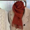 New Winter High End October Siege All Match Solid Color Wool Scarf for Women Thickened Warm Long Scarf