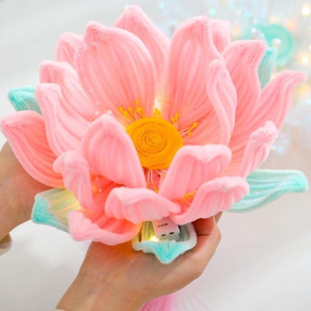 3D Twisted Stick Lotus Flower Lantern Luminous Handheld Lantern Traditional Decor