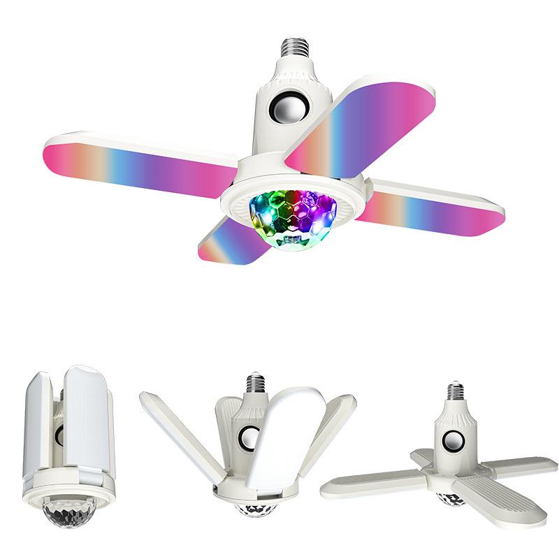 Bluetooth RGB Многоцветная Звездное Небо Четырехлистная Мощная Лампа E27 для Атмосферы Гостиной и Спальни