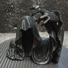 Spooky Festival Party Props 3D Printed Faceless Cloak Figurine, Mysterious Hooded Reaper, Gothic Cool Black Red Room Decor Desktop Statue, Tabletop