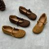 Johnature Женские туфли на плоской подошве из натуральной кожи ручной работы, мягкие сандалии из воловьей кожи с круглым носком в стиле ретро