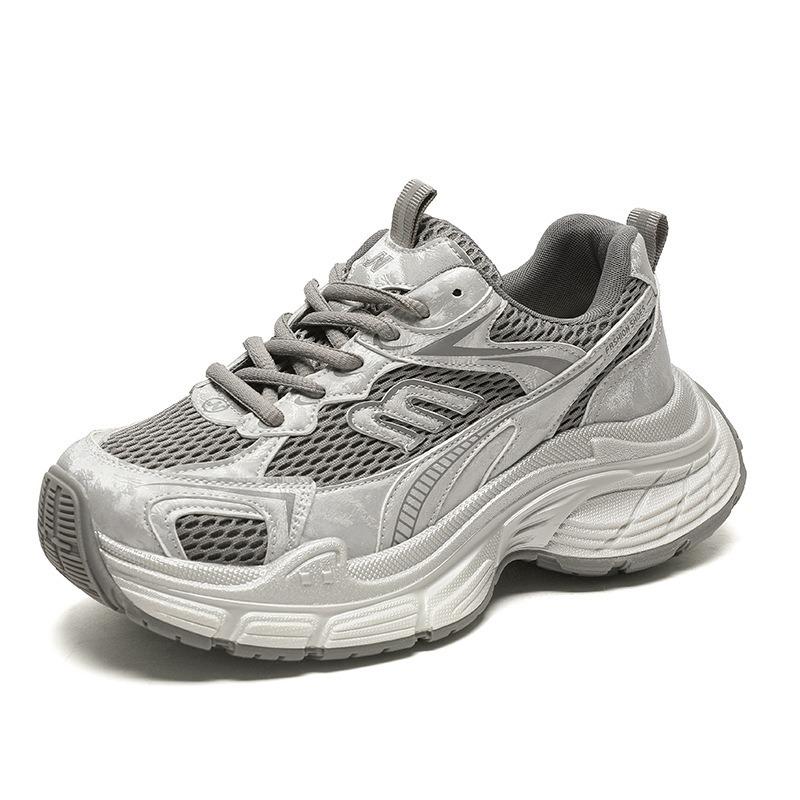 Платформенные кроссовки для женщин, осенние новинки, кожаные, сетчатые, дышащие, нескользящие, для бега, модная повседневная спортивная обувь
