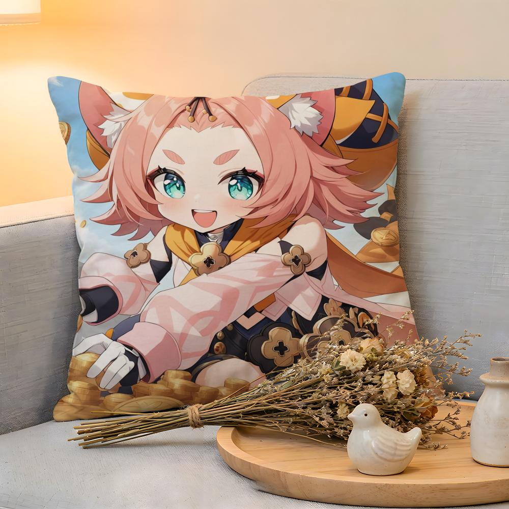 Cushion Cover Linen SkinFriendly Soft Decorative Case For Sofa Home Decor Hot Game Genshin Impact Pillow cover