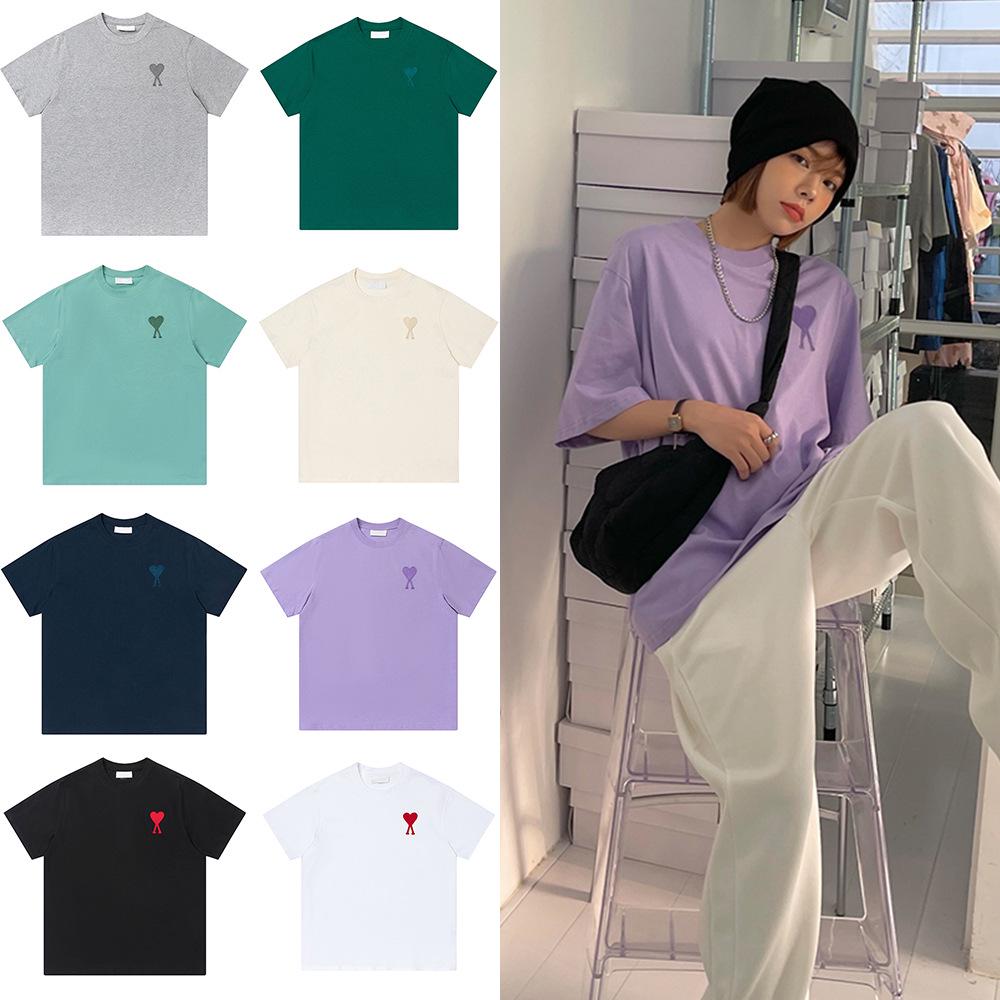 AMI CLAMS модная хлопковая футболка унисекс с вышивкой Love