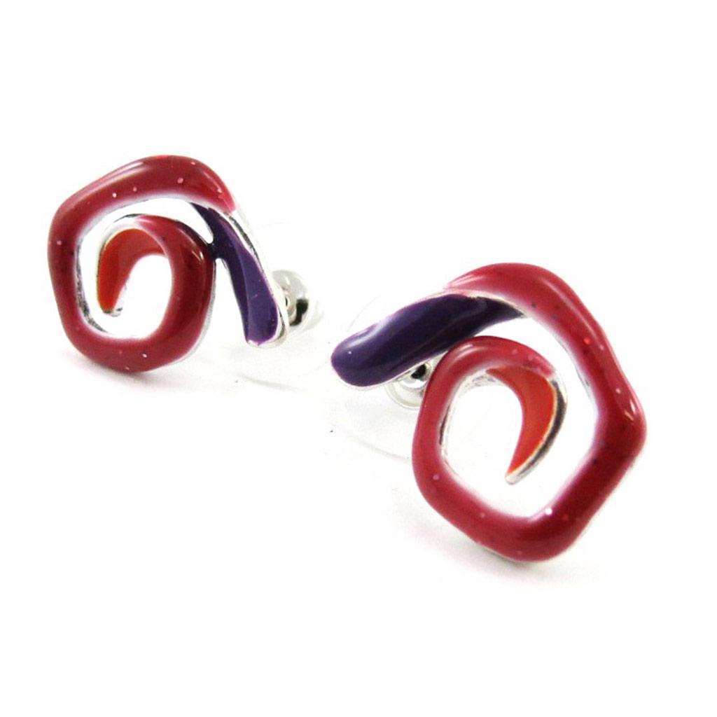 NOA [J1815] - Red Purple 'Snail' Designer Earrings