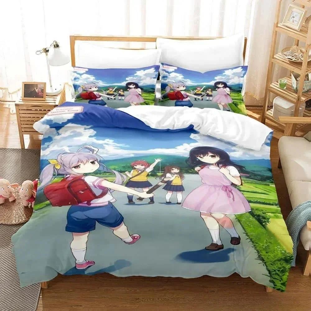 3D Печать Аниме Non non biyori Постельный Комплект Напечатанный Постельный Комплект с Наволочкой Пододеяльник для Кровати Мягкое Постельное Белье Домашний Текстиль Размер Квин Кинг