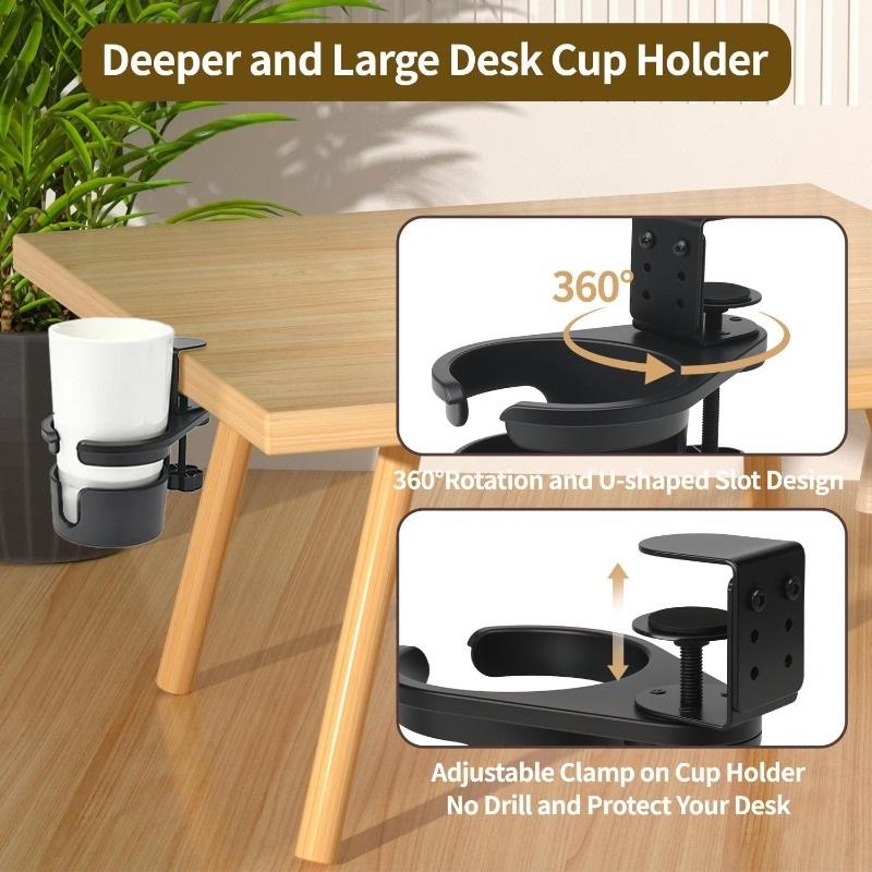 360° Вращающийся зажим-держатель для стакана на стол, зажим от проливания, прикрепляемый к столу, вращающаяся подставка для бутылки с водой, держатель для хранения напитков, кофейной кружки