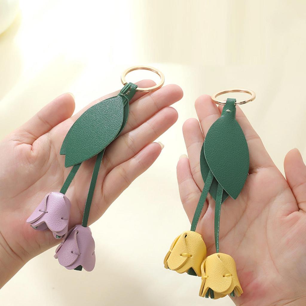 Тюльпан DIY Материал Сумка Ручной Работы Кожа Цветок Сумка Подвеска Пояс Брелок Чехол Мобильного Телефона Декоративный Шнурок Цепочка