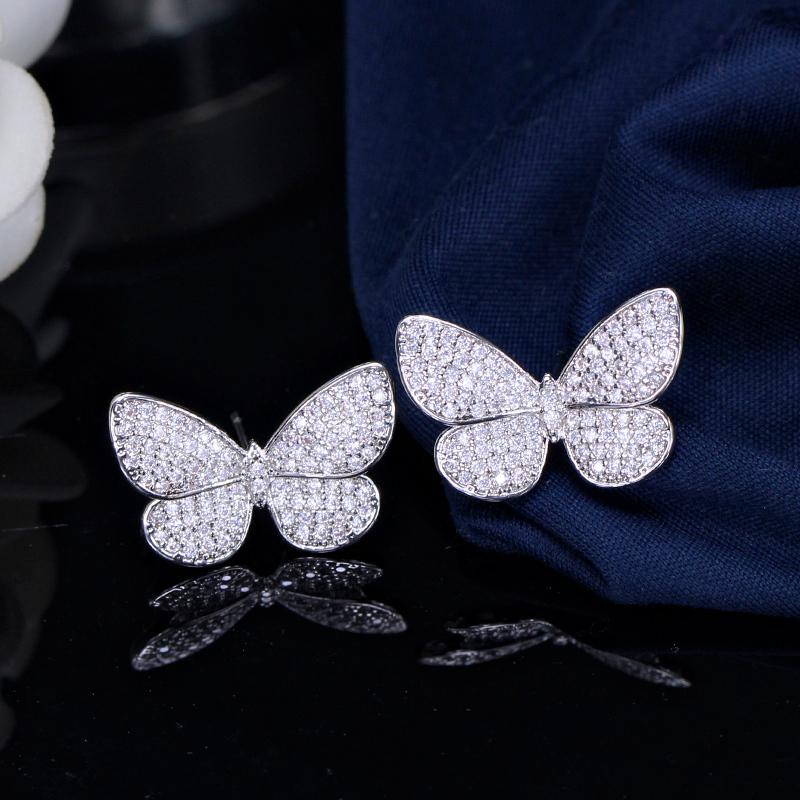 CMM Trendy Zirconia Chic Butterfly Shape Big Stud Earrings