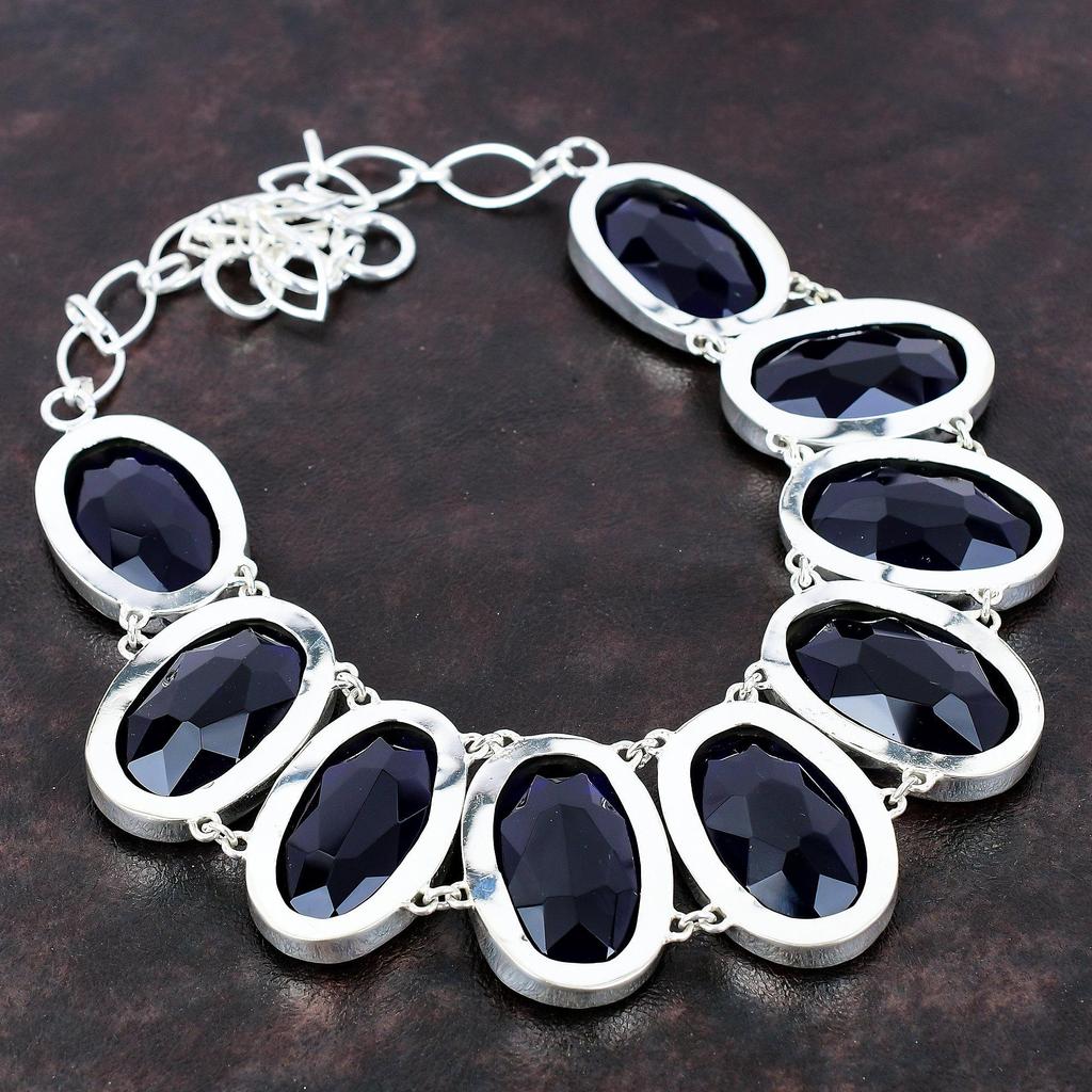 Ожерелье из граненого танзанитового кварца, ожерелье из стерлингового серебра 925 пробы, регулируемое ожерелье-цепочка, ювелирные изделия из драгоценных камней для подарка, удивительное ожерелье ручной работы