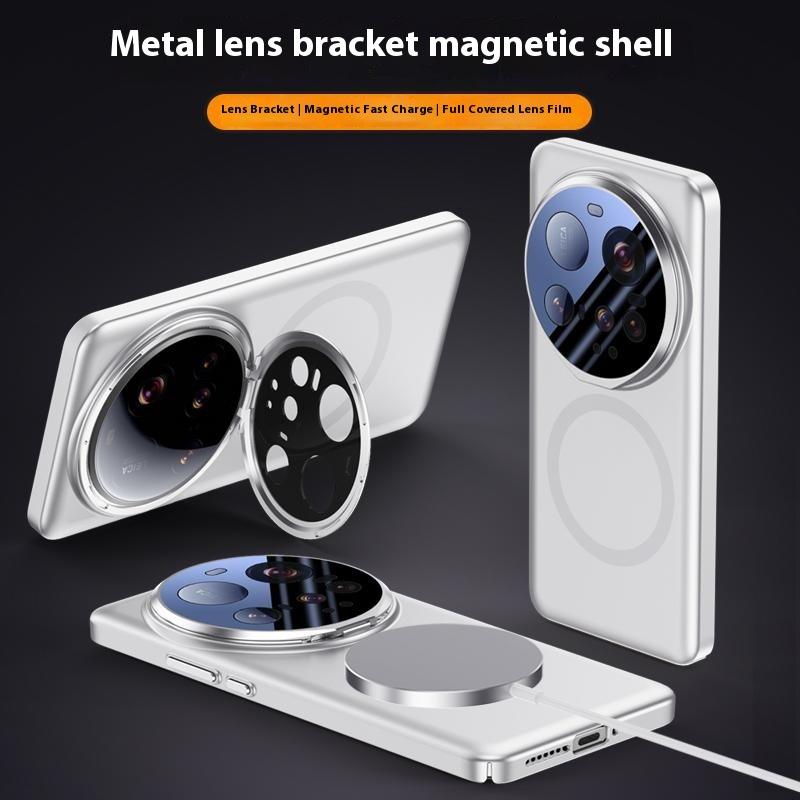 Чехол для Xiaomi 15 Ultra, совместимый с MagSafe, с защитной пленкой для объектива и подставкой, жесткий ПК чехол для телефона