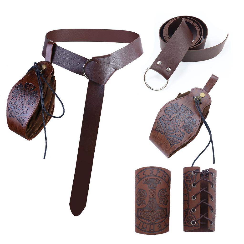 Medieval Knight Pu Belt Viking Vintage Bag Bag Halloween Cosplay Costume Dress Up Props
