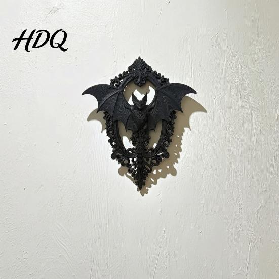 Темный эстетичный декор комнаты 3D-печатный готический летучая мышь Настенное украшение Винтажная рама Художественный стиль Орнамент Скульптура для Хэллоуина Дома Гостиной Спальни