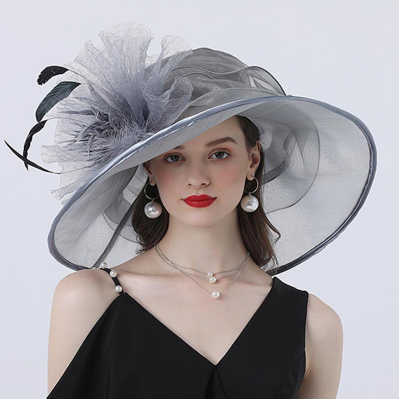 Spring and summer European and American retro personalized mesh visor women's new flower decorative adult hat beach big eaves hat