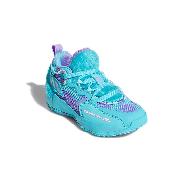 Корпорация монстров. x Adidas Dame 7 Extply Тканевые кроссовки для баскетбола средней высоты Небесно-голубые Детские Возраст 3-7 лет S28977