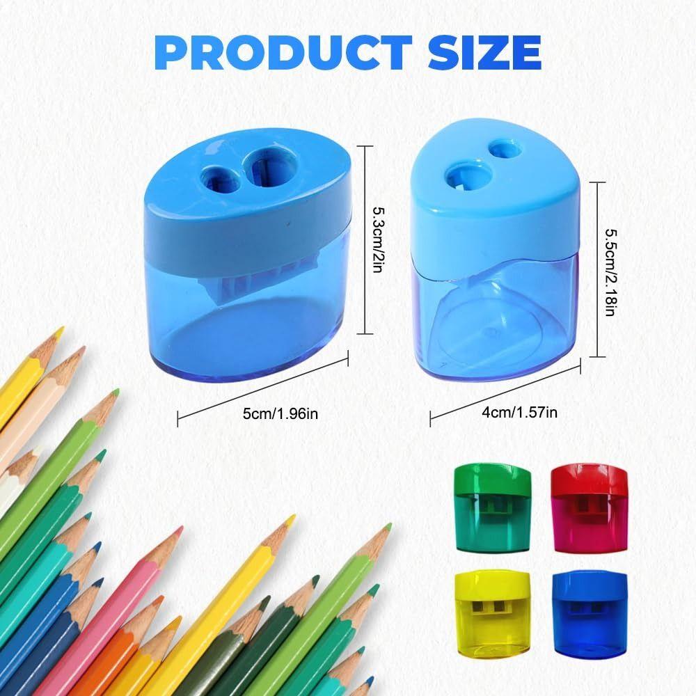 4 Pcs Multi-Color Handheld Sharpener 2-Hole Design Pencil Sharpeners Dual Holes Sharpener  Student