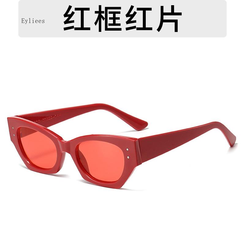 Винтажные маленькие солнцезащитные очки «Кошачий глаз» с заклепками для женщин, модные, роскошные, дизайнерские, полигональные, «Кошачий глаз», УФ400