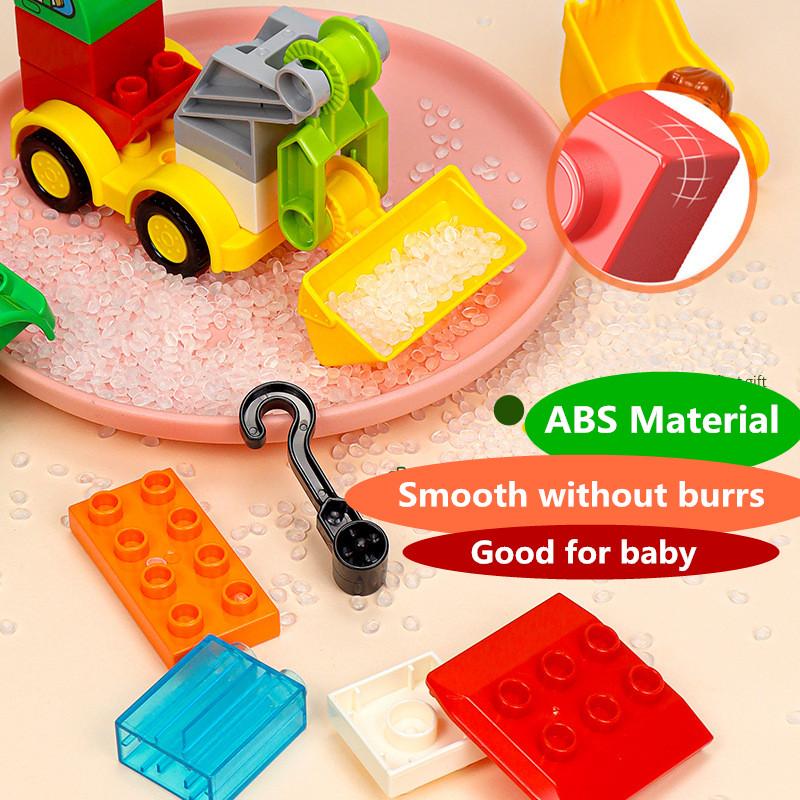 Large Particle Building Blocks Car Creative City Construction Forklift Crane Excavator Vehicle DIY Bricks Toy For Kids Xmas Gift