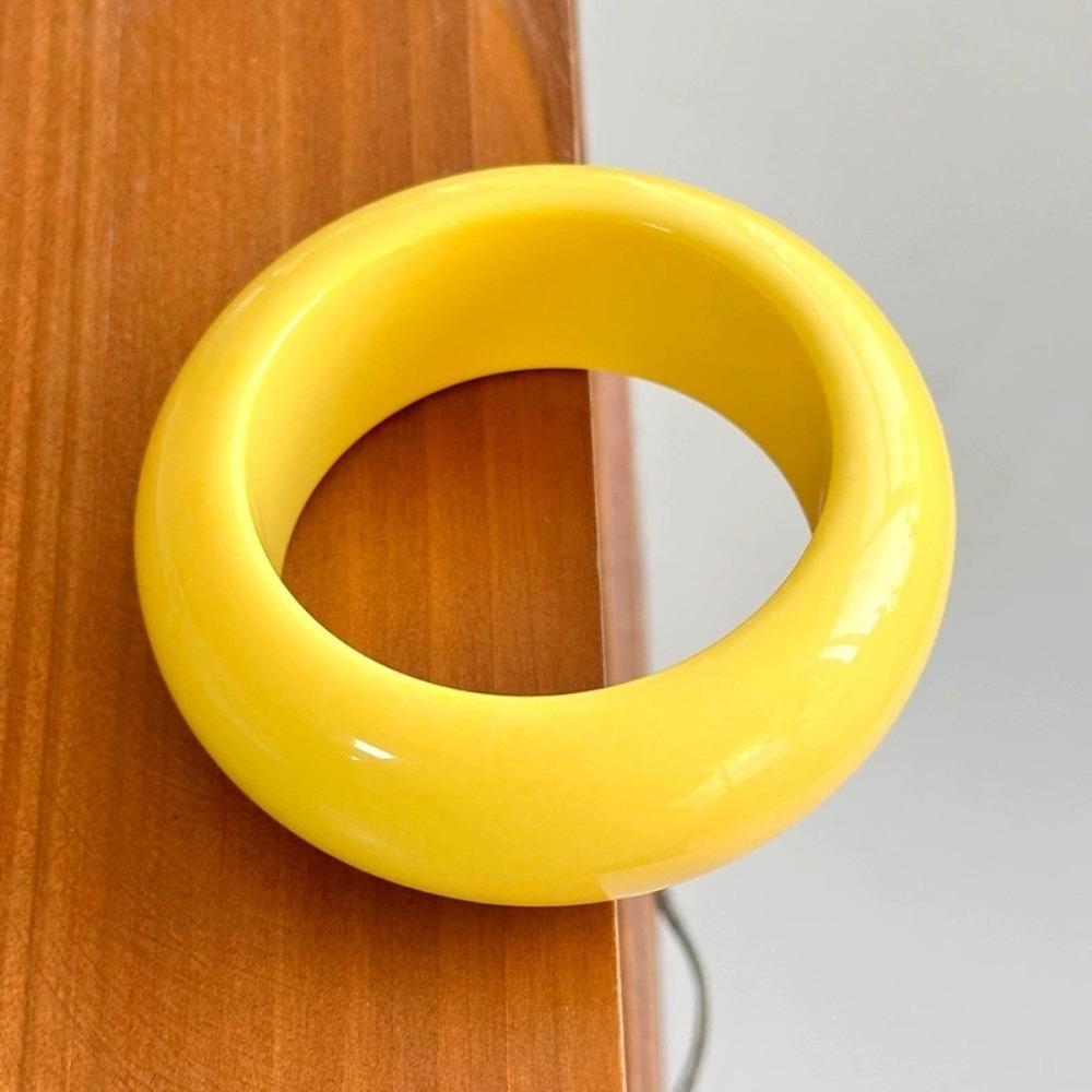 Bohemian Round Wide Bracelet Solid Color Retro Hand Ring Cute Acrylic Bangle Decoration