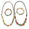 Minimalist Retro Ethnic Style High-quality Ceramic Necklace Colorful Bracelet Set Handmade Woven Beaded Adjustable Necklace