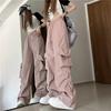 Spring Summer New Vintage Women Y2K Cargo Pants High Waist Streetwear Hip Hop Trousers Female Big Pockets Casual Low Waist Drawstring Baggy Sweatpants